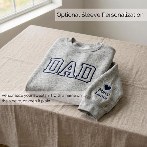 Custom Dad Papa Grandpa Embroidered Sweatshirt, Personalized Father’s Day Gift