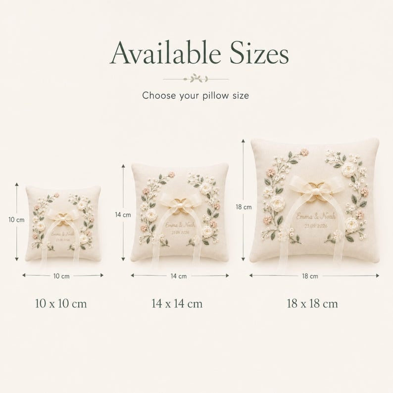 Personalized Embroidered Floral Wedding Ring Bearer Pillow, Custom Wedding Ring Pillow, Wedding Keepsake Gift WPILLOW21