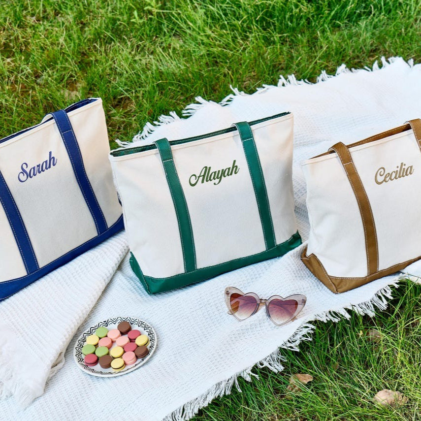 Custom Canvas Tote Bag, Personalised Tote Bag, Name Tote Bag, Bridesmaid Gift Bag, Embroidered With Initials Custom Tote, Personalized Gift