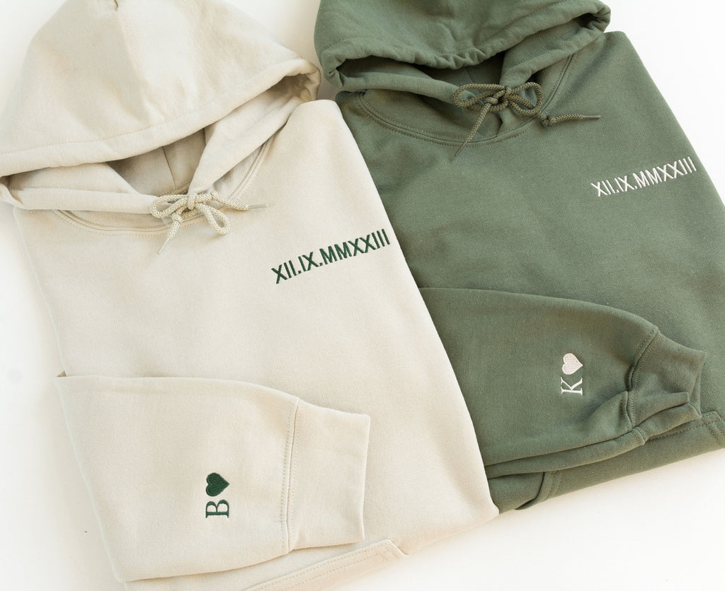 Anniversary Custom Embroidered Roman Numeral Hoodie, Anniversary Gift for Him, Couples Gift, Valentines Gift, Christmas Gift for Him