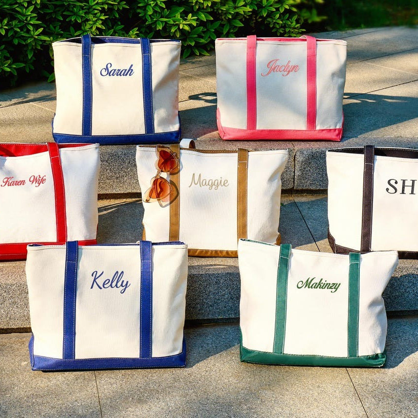 Custom Canvas Tote Bag, Personalised Tote Bag, Name Tote Bag, Bridesmaid Gift Bag, Embroidered With Initials Custom Tote, Personalized Gift