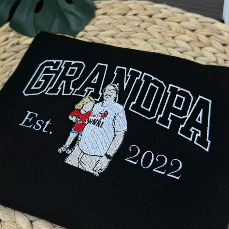 Embroidered Custom Grandpa Sweatshirt with Grandkids Names, Gift for Grandpa Father's Day, Grandparent Birthday, Personalized Granddad Photo