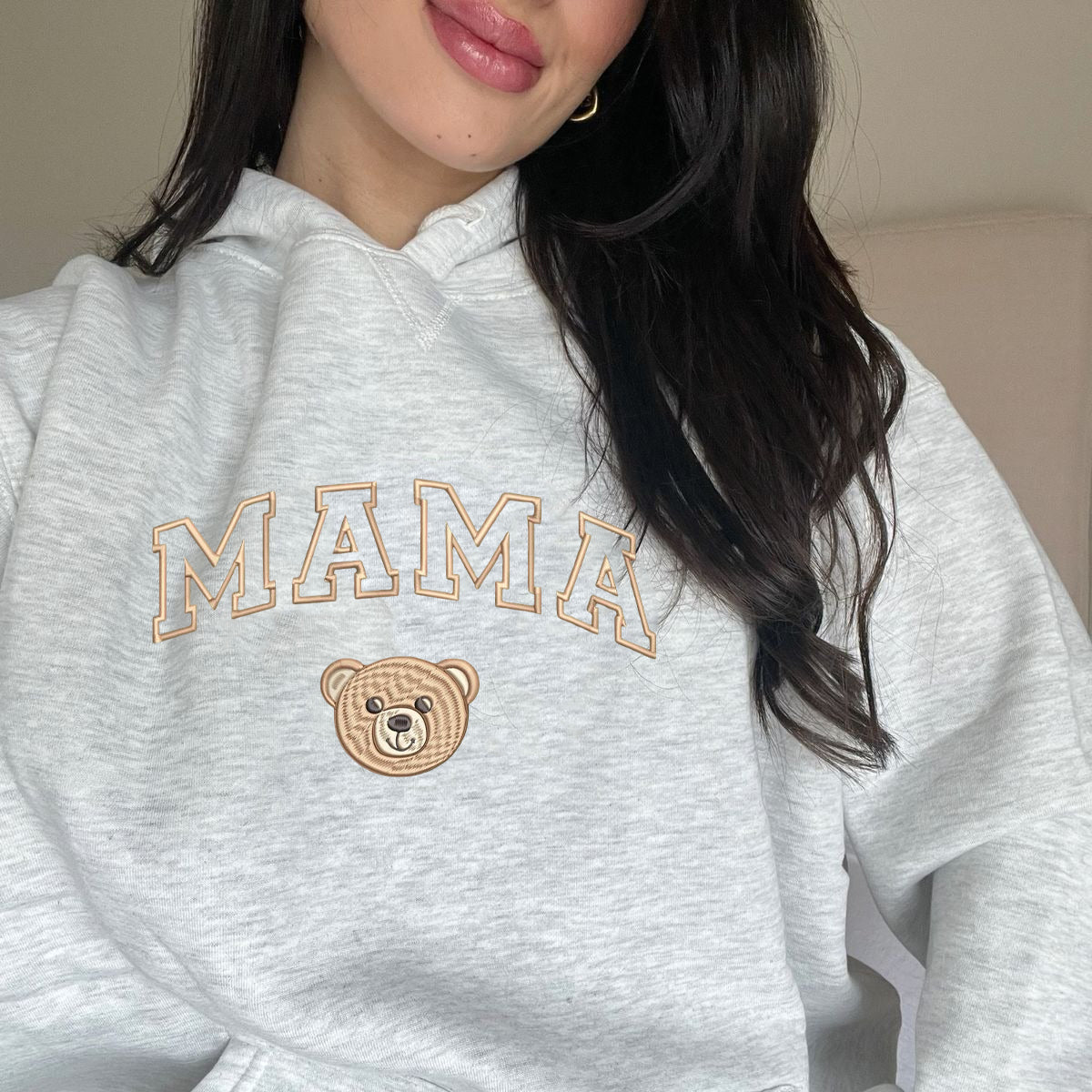 Personalized Embroidered Bear Mom Sweatshirt, Mama Bear Papa Bear Matching Family Outfits, Mothers Day Gift For Family,  Gift For New Mom