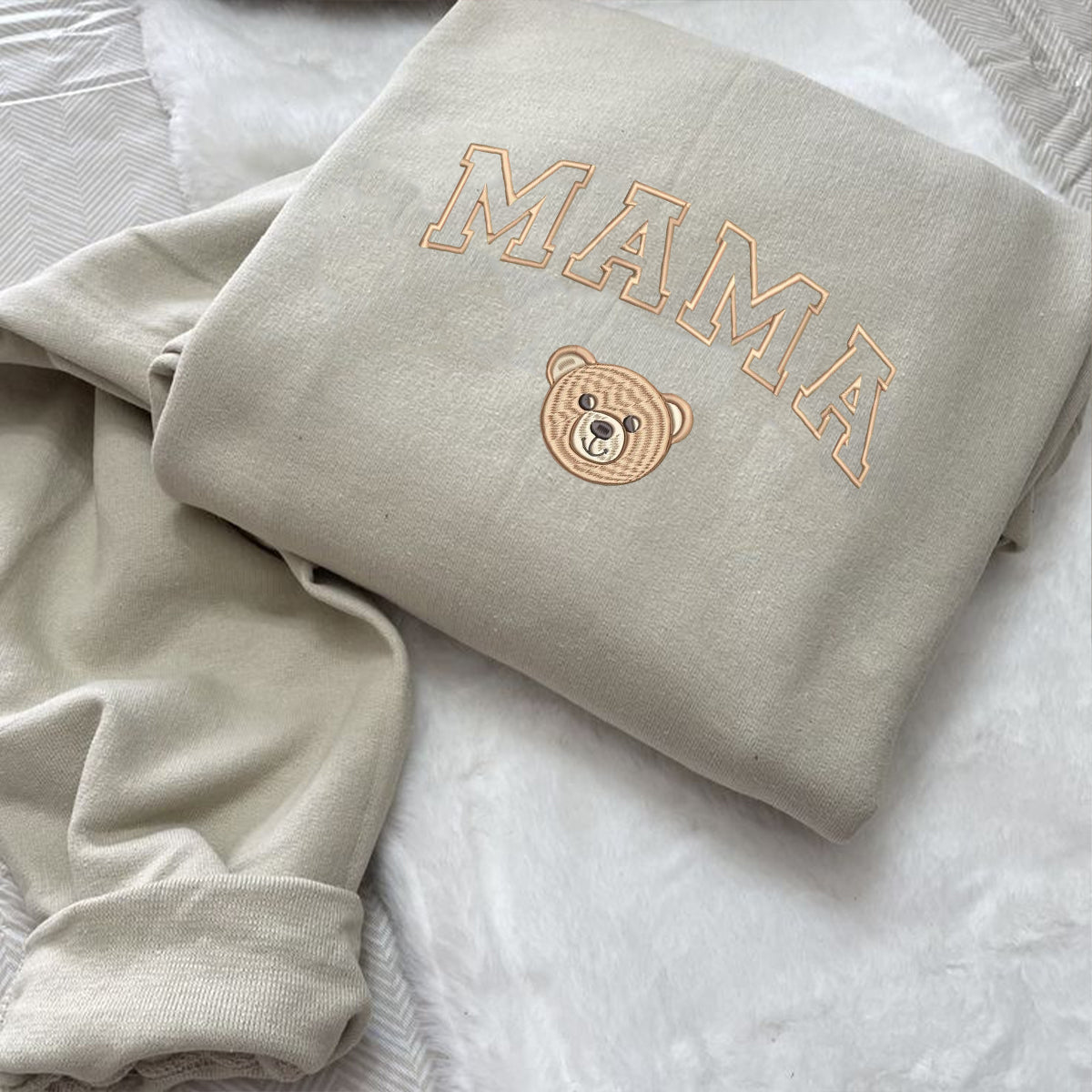 Personalized Embroidered Bear Mom Sweatshirt, Mama Bear Papa Bear Matching Family Outfits, Mothers Day Gift For Family,  Gift For New Mom