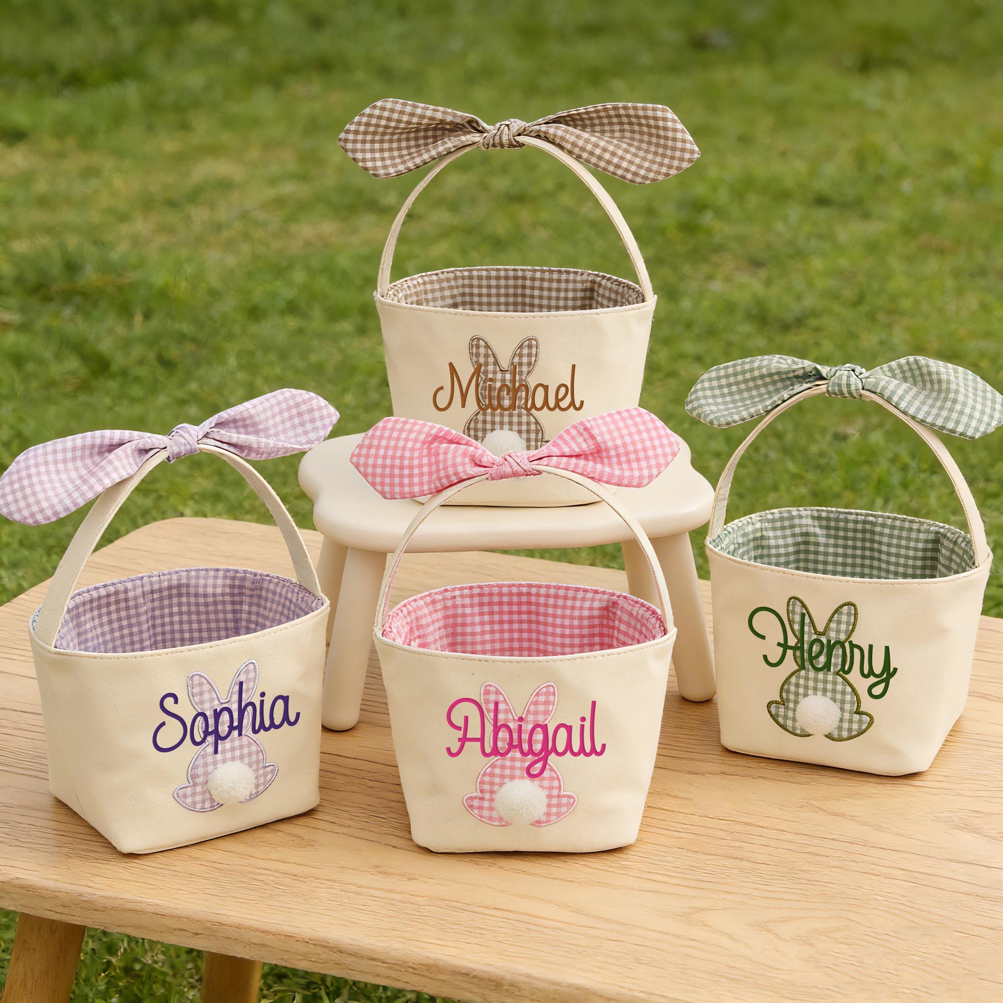 Personalized Easter Basket, Spring Egg Hunt Bucket, Custom Easter Egg Hunt Gift for Kids, Baby's First Easter Keepsake