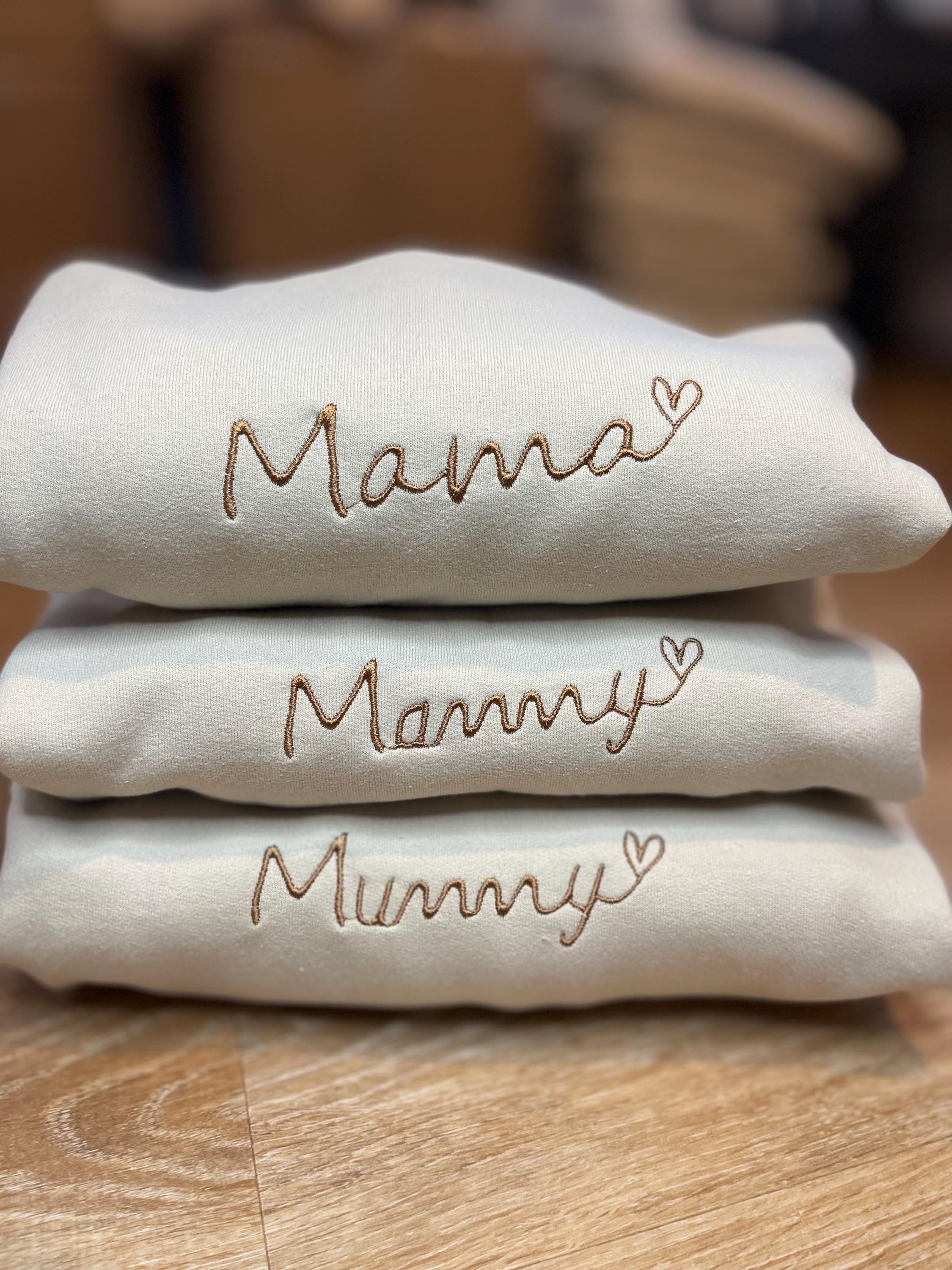 Personalized Mama Hoodie with Names on Sleeve, Custom Embroidered Cuff Sweatshirt, New Mom Hoodie, Mama Jumper, Mother’s Day Gift for Her