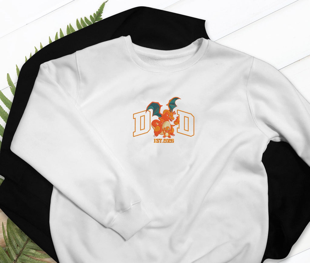 Charizard Dad Shirt Custom Evolution Starter EST Anime Embroidered T-shirt, Sweatshirt, Hoodie Manga Gifts