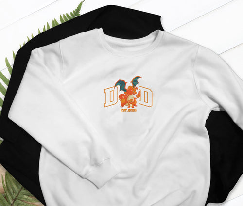 Charizard Dad Shirt Custom Evolution Starter EST Anime Embroidered T-shirt, Sweatshirt, Hoodie Manga Gifts
