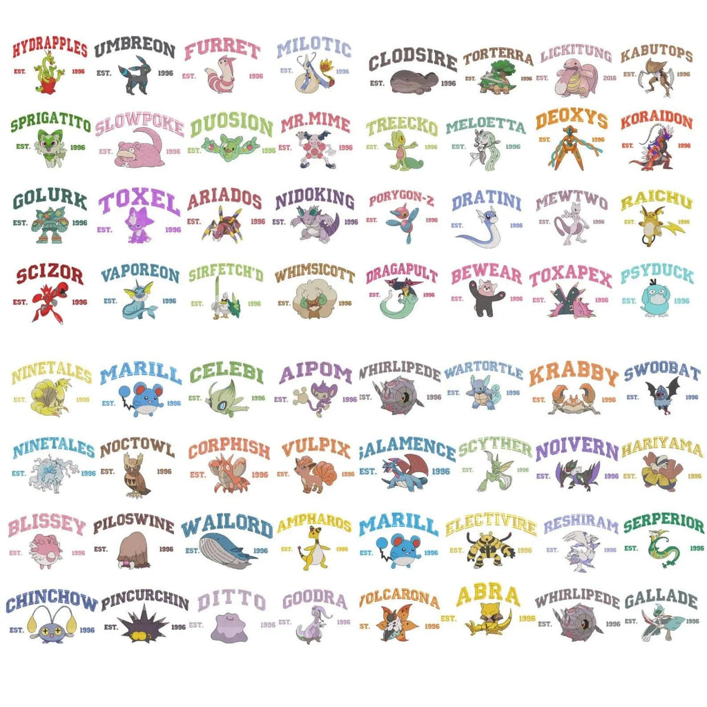 Custom Poke Anime Embroidered Sweatshirt, Personalized Character Crewneck, Gift for Her & Him
