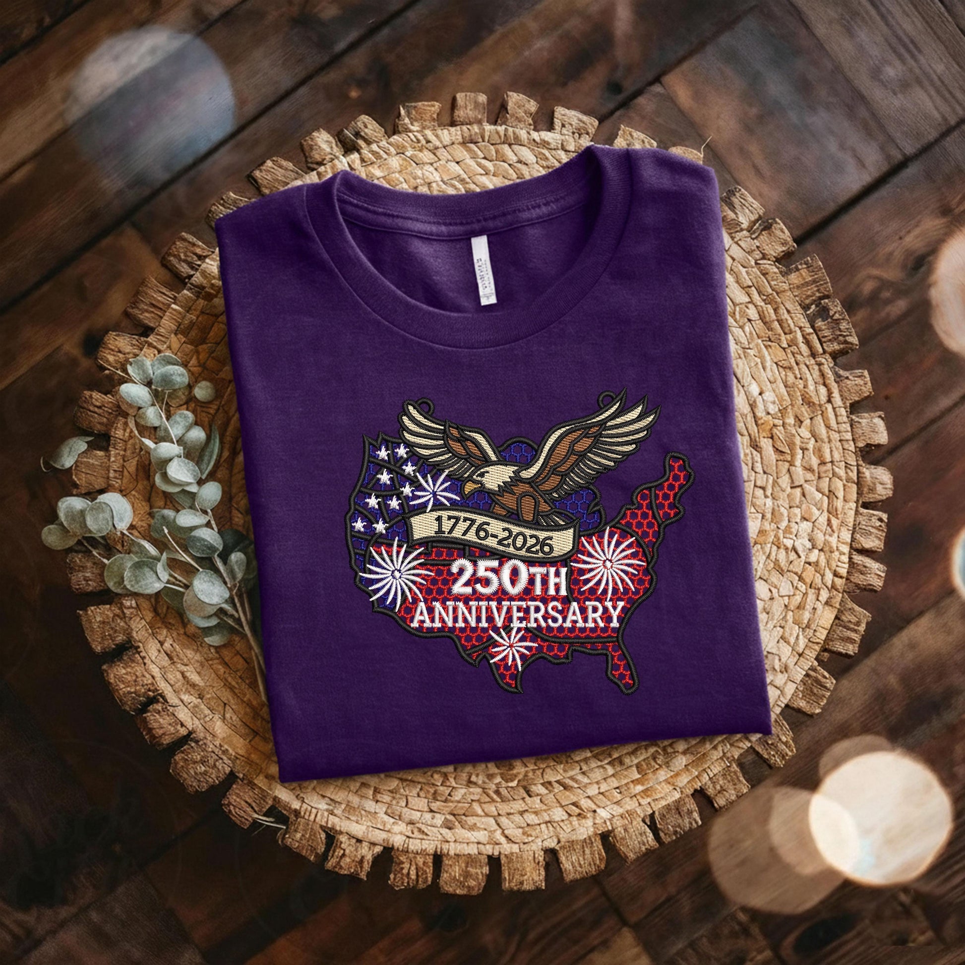 USA 250th Anniversary Embroidery Sweatshirt – FSL American Eagle Design | Semiquincentennial Patriotic Crewneck