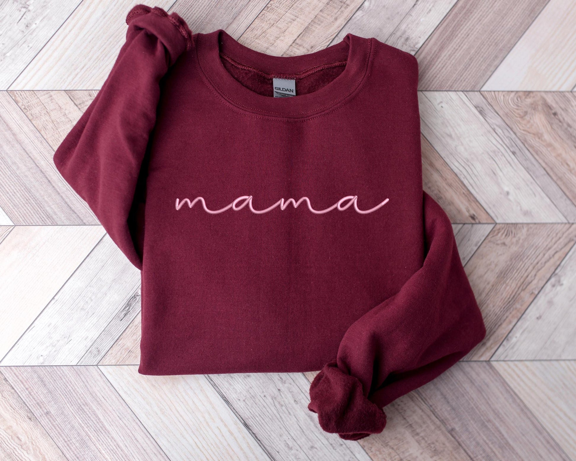 Embroidered Personalized Mama Sweatshirt, Custom Kids Names on Sleeve, Mother’s Day Gift