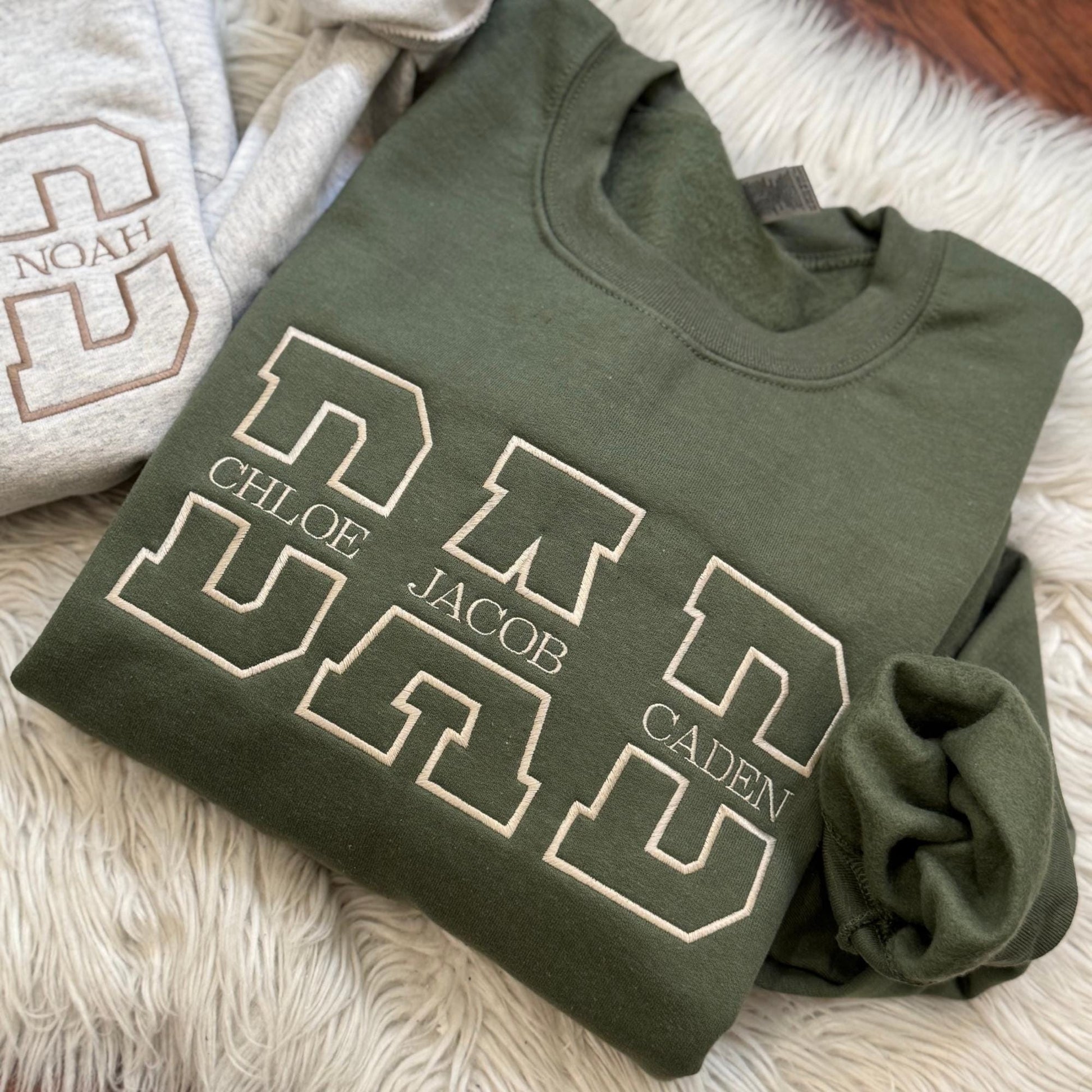 Custom Embroidered Varsity Dad Sweatshirt, Papa Shirt With Date, Daddy Est Year Crewneck, Gift For New Dad,  Father's Day Gift