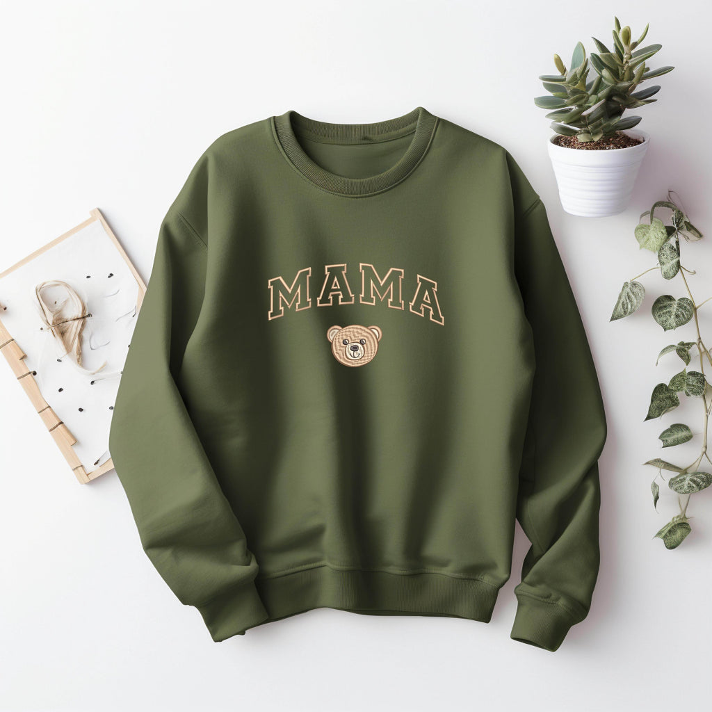 Personalized Embroidered Bear Mom Sweatshirt, Mama Bear Papa Bear Matching Family Outfits, Mothers Day Gift For Family,  Gift For New Mom