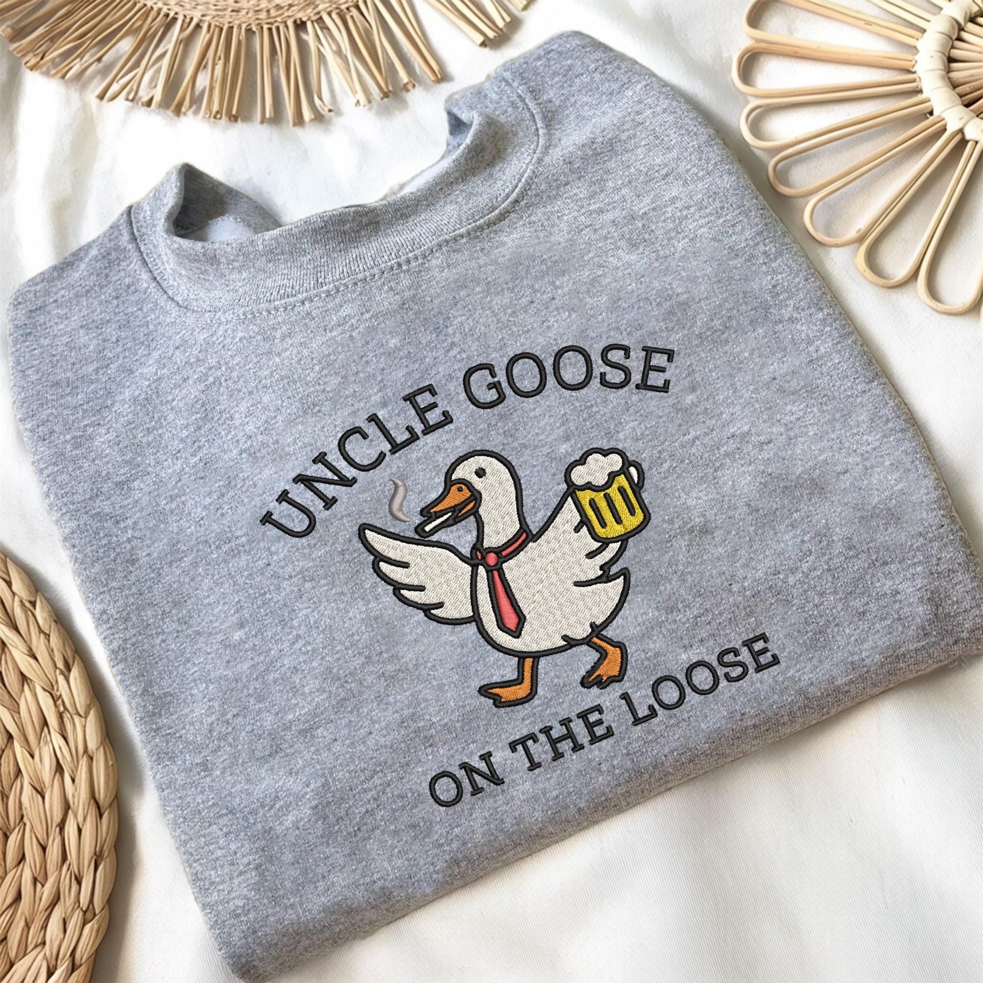 Embroidered Uncle Silly Goose Sweatshirt, Cool Uncle Club T-shirt, Funny Goose Lover Gift for Unlce, New Pregnancy Announcement Tee for Uncle