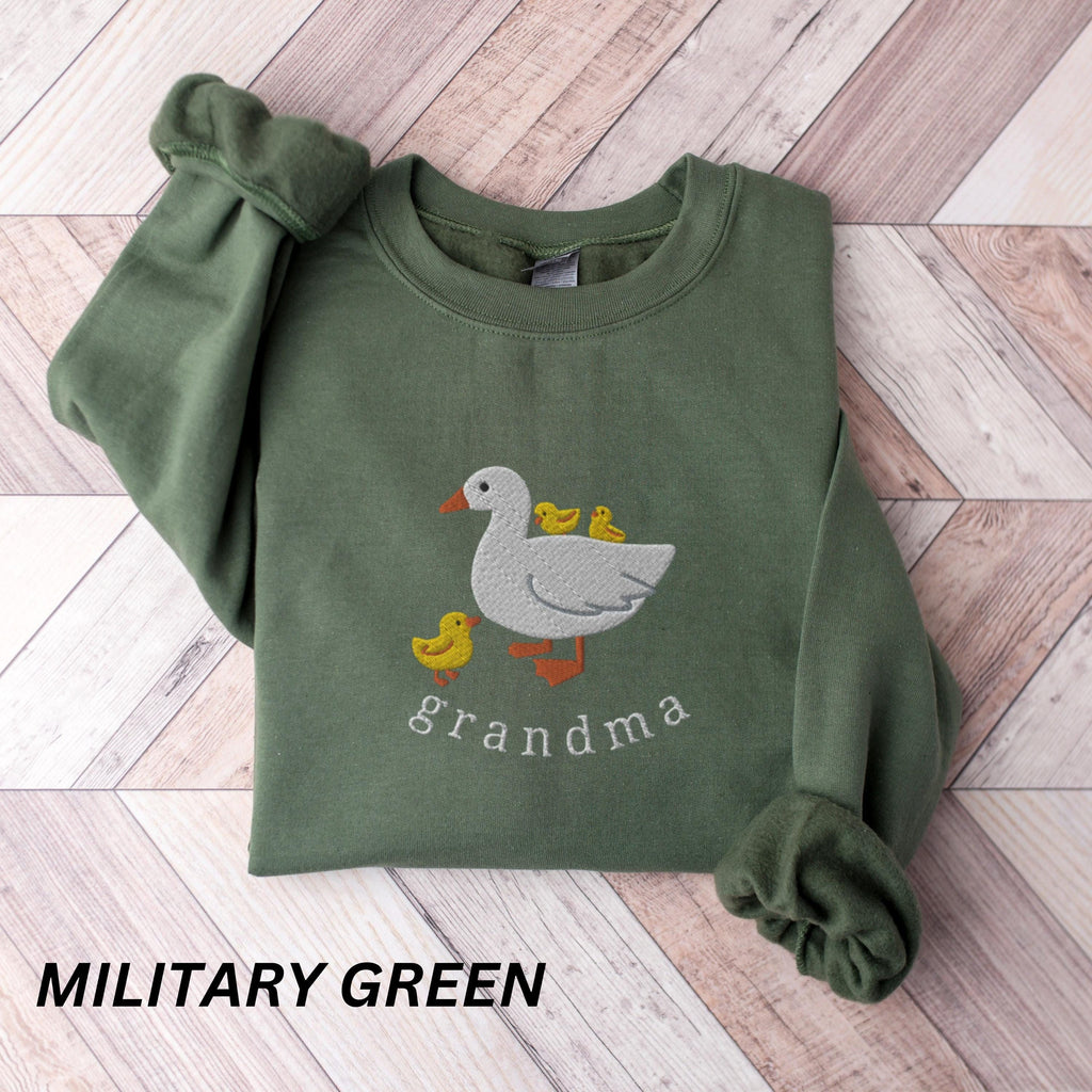 Cute Grandma Sweatshirt, Embroidered Grandma Duck and Baby Chicks, Nana Gifts, Grammy Gift, Grandmother Sweater, Grandma Cozy Sweat Shirt