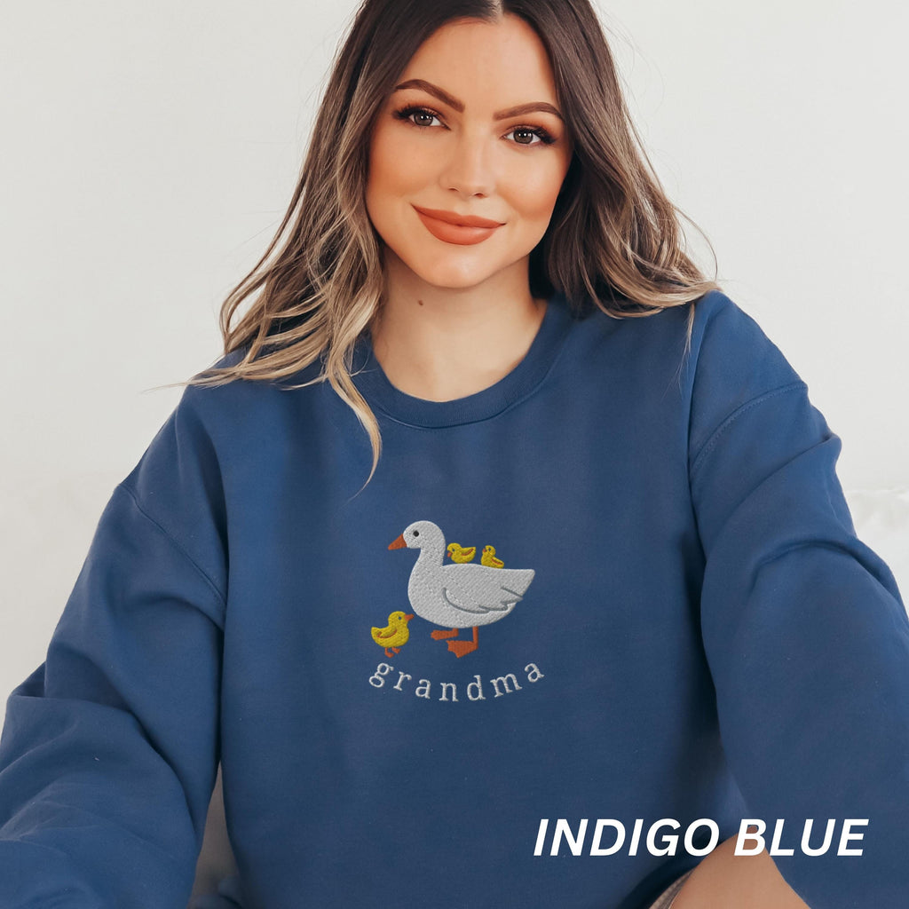 Cute Grandma Sweatshirt, Embroidered Grandma Duck and Baby Chicks, Nana Gifts, Grammy Gift, Grandmother Sweater, Grandma Cozy Sweat Shirt