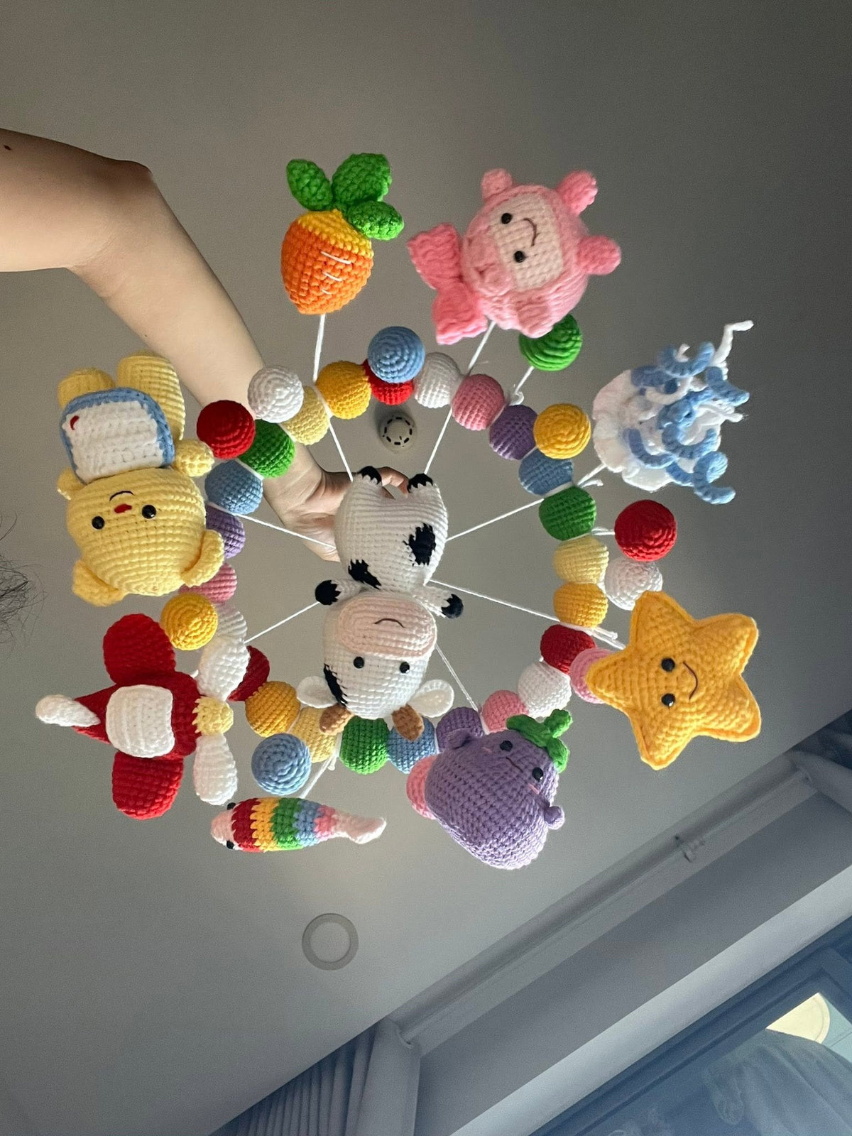 arm Animals Baby Crib Mobile, Handmade Crochet Cow Pig Chicken Mobile, Farm Nursery Decor, Colorful Baby Mobile, Baby Shower Gift CrochetBBM10