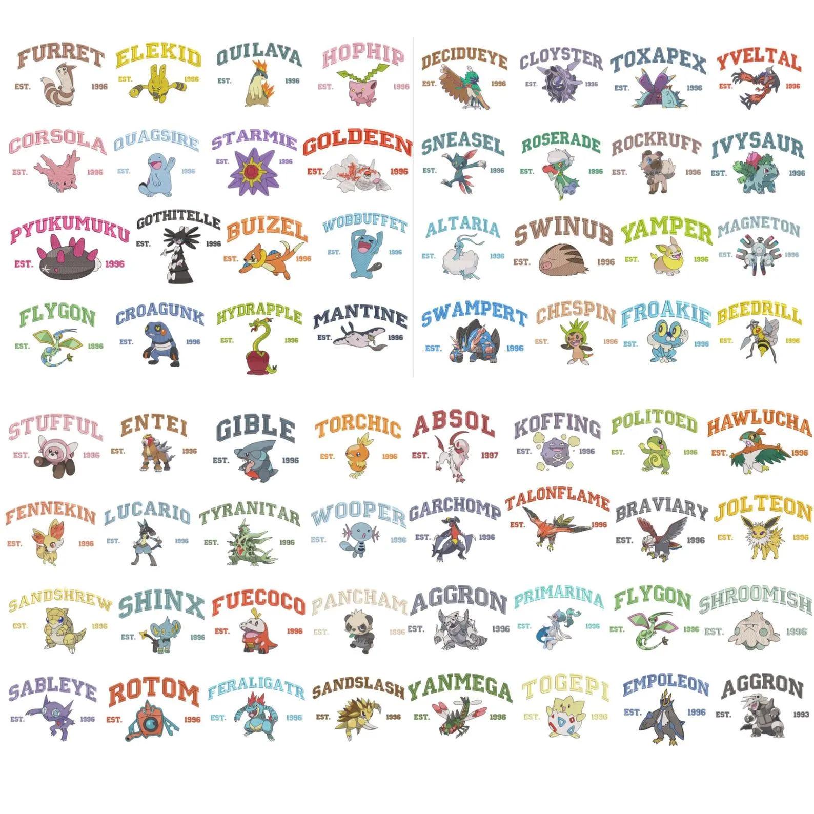 Custom Poke Anime Embroidered Sweatshirt, Personalized Character Crewneck, Gift for Her & Him