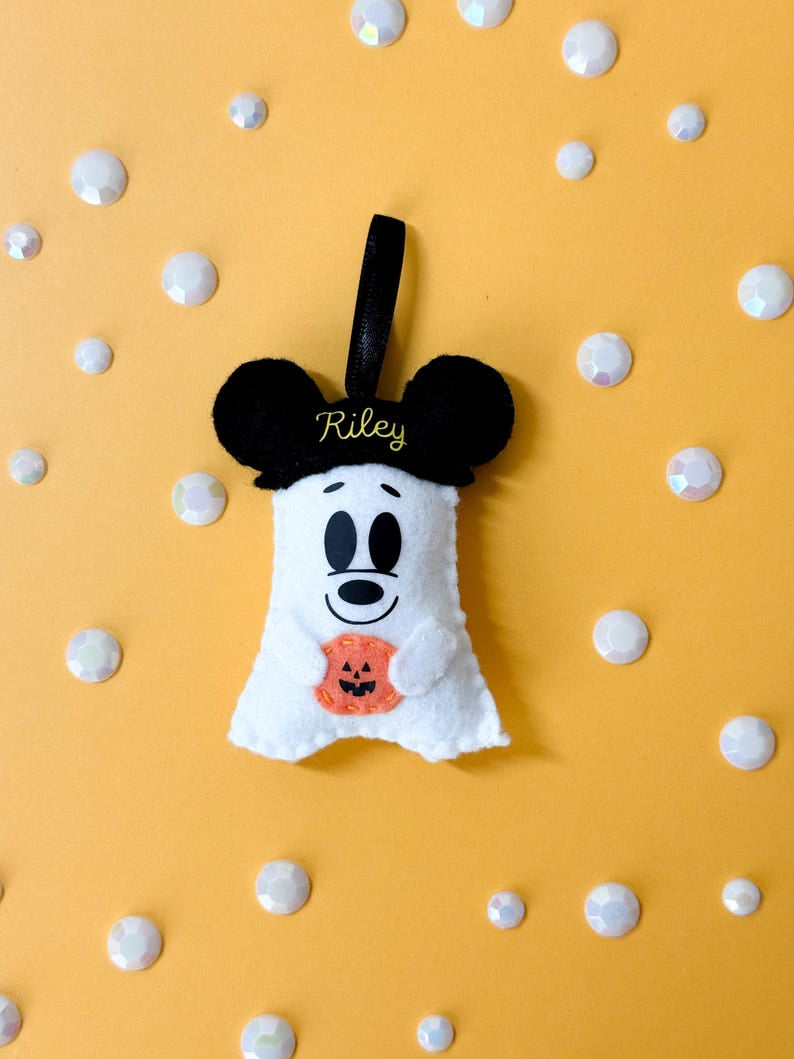 Set 2Pcs Boo Felt Ornament, Custom Embroidery Felt Ornament, Hanging Decor, Halloween Gift for Home Decoration HFOR12