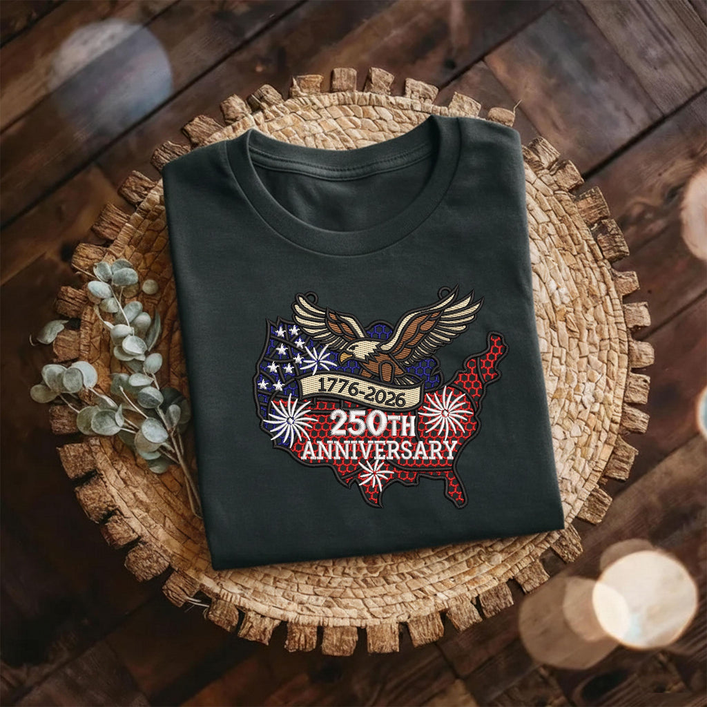 USA 250th Anniversary Embroidery Sweatshirt – FSL American Eagle Design | Semiquincentennial Patriotic Crewneck