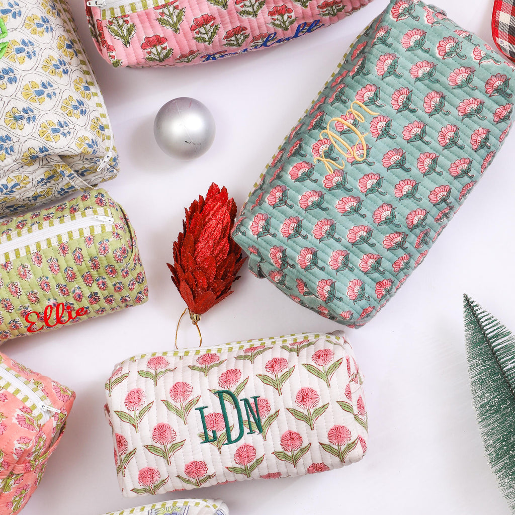 Embroidered Makeup Bag, Personalized Name Cosmetic Bag, Bridesmaid & Maid of Honor Gift