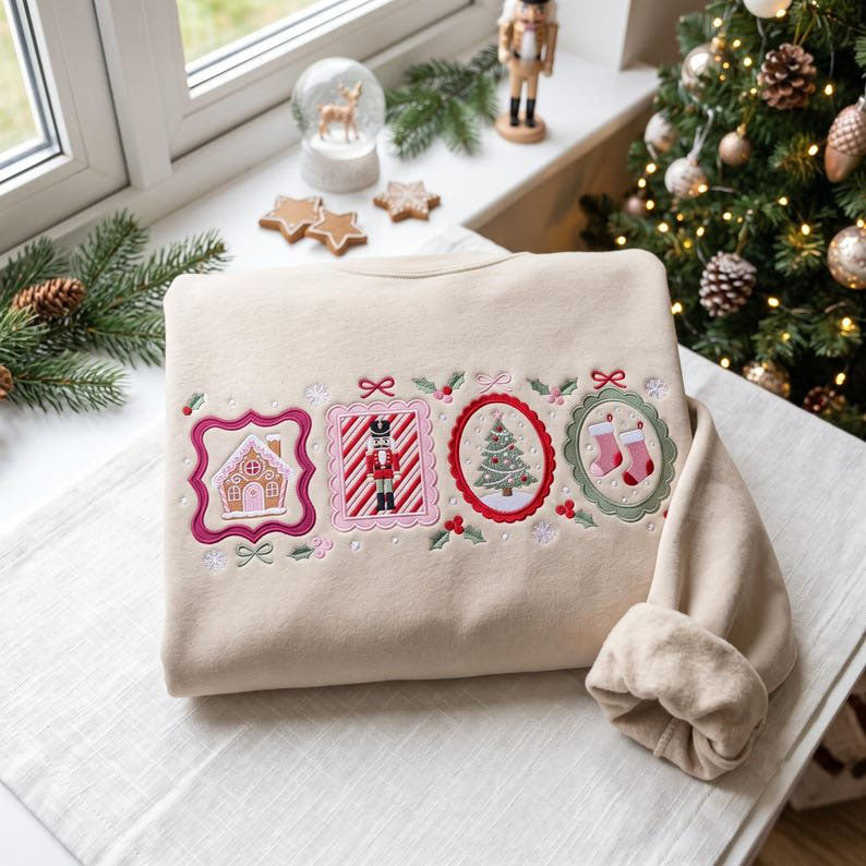 Embroidered Tis The Season Christmas Sweatshirt, Holiday Girly Coquette Crewneck, Christmas Nutcracker Postal Shirt, Cozy Winter Outfit XMASS07