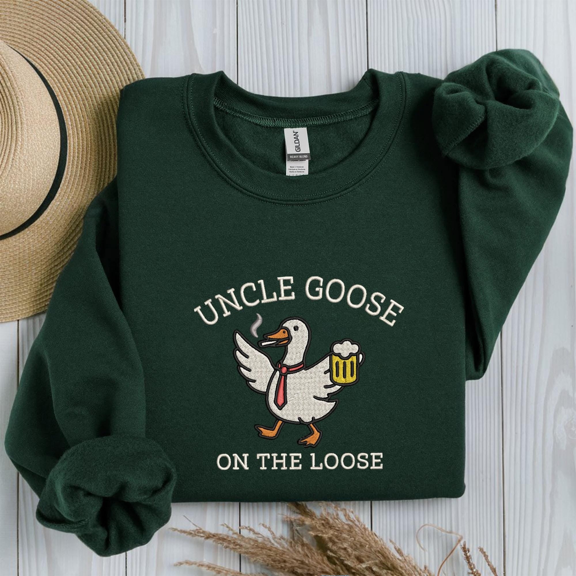Embroidered Uncle Silly Goose Sweatshirt, Cool Uncle Club T-shirt, Funny Goose Lover Gift for Unlce, New Pregnancy Announcement Tee for Uncle