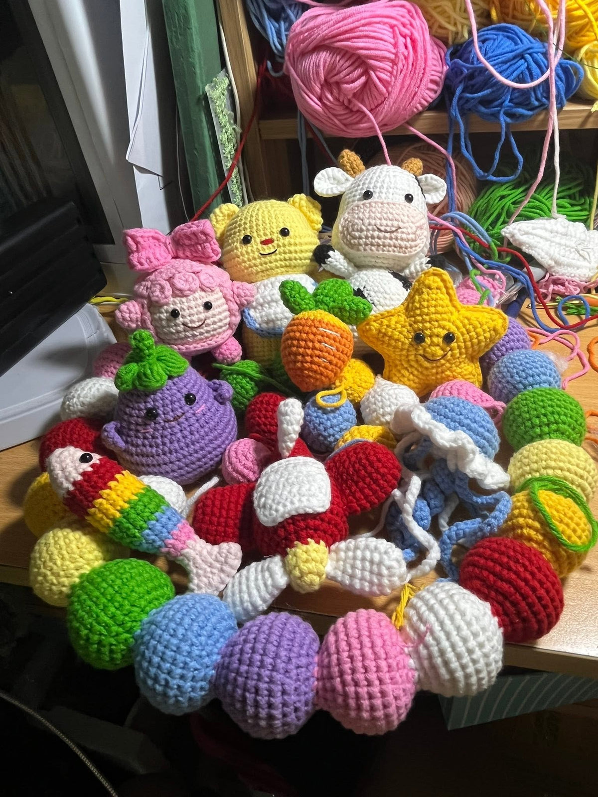arm Animals Baby Crib Mobile, Handmade Crochet Cow Pig Chicken Mobile, Farm Nursery Decor, Colorful Baby Mobile, Baby Shower Gift CrochetBBM10