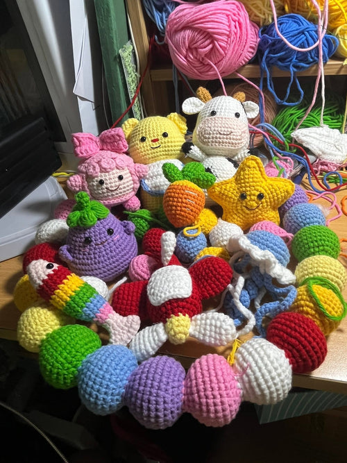 arm Animals Baby Crib Mobile, Handmade Crochet Cow Pig Chicken Mobile, Farm Nursery Decor, Colorful Baby Mobile, Baby Shower Gift CrochetBBM10
