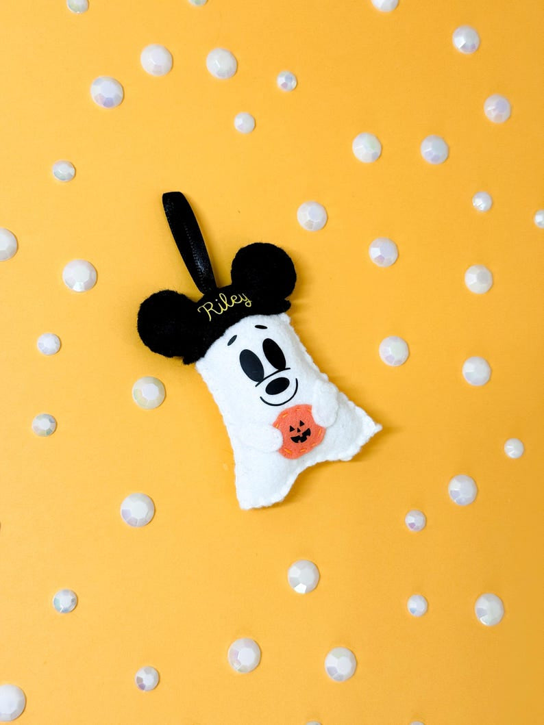 Set 2Pcs Boo Felt Ornament, Custom Embroidery Felt Ornament, Hanging Decor, Halloween Gift for Home Decoration HFOR12