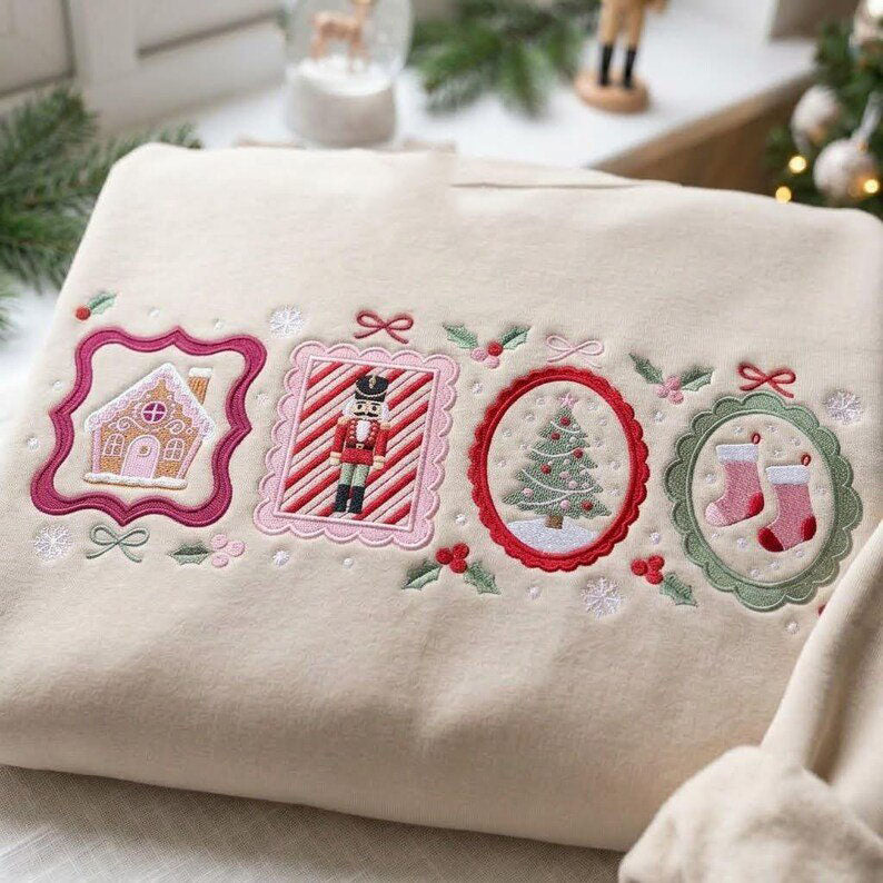 Embroidered Tis The Season Christmas Sweatshirt, Holiday Girly Coquette Crewneck, Christmas Nutcracker Postal Shirt, Cozy Winter Outfit XMASS07