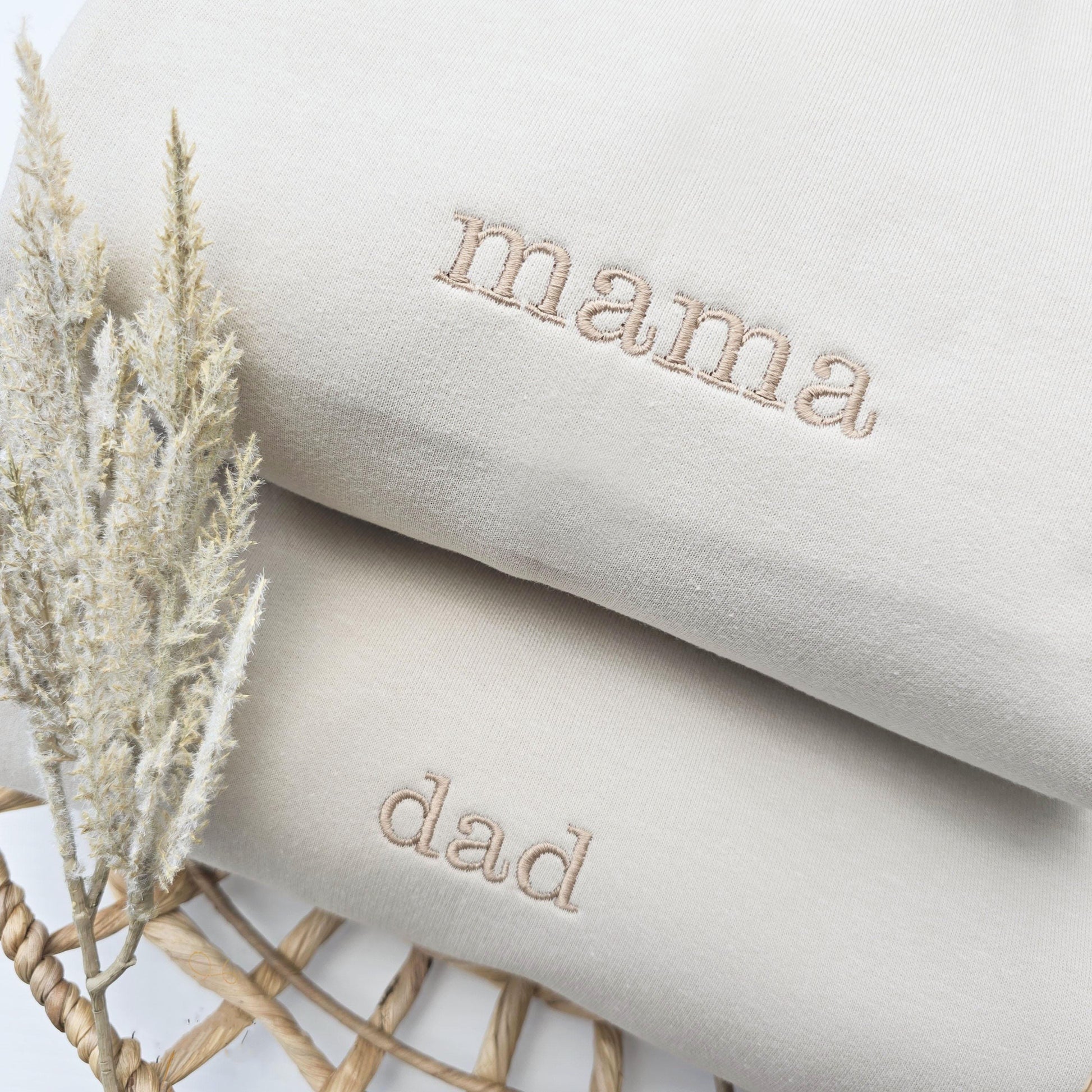 Custom Mom and Dad Sweatshirts, Matching Embroidery Set, Est. Year Sweaters, First Time Parents Gift, Cozy Family Outfit