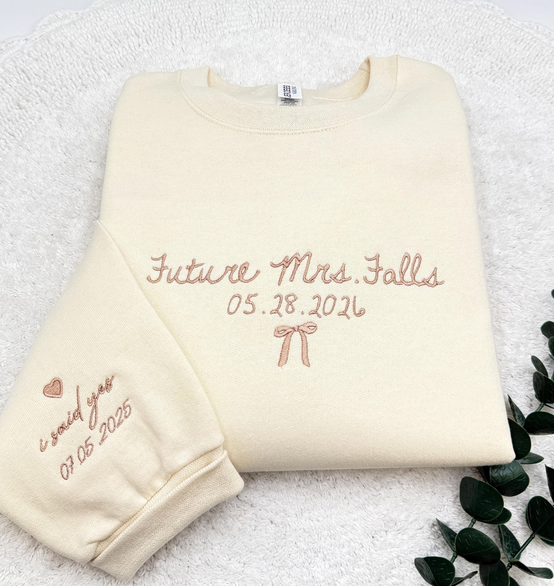 Bride Sweatshirt, Future Mrs Embroidered Sweater, Personalized Wedding Date Gift, Engagement Party Outfit, Bride to Be Wifey Top