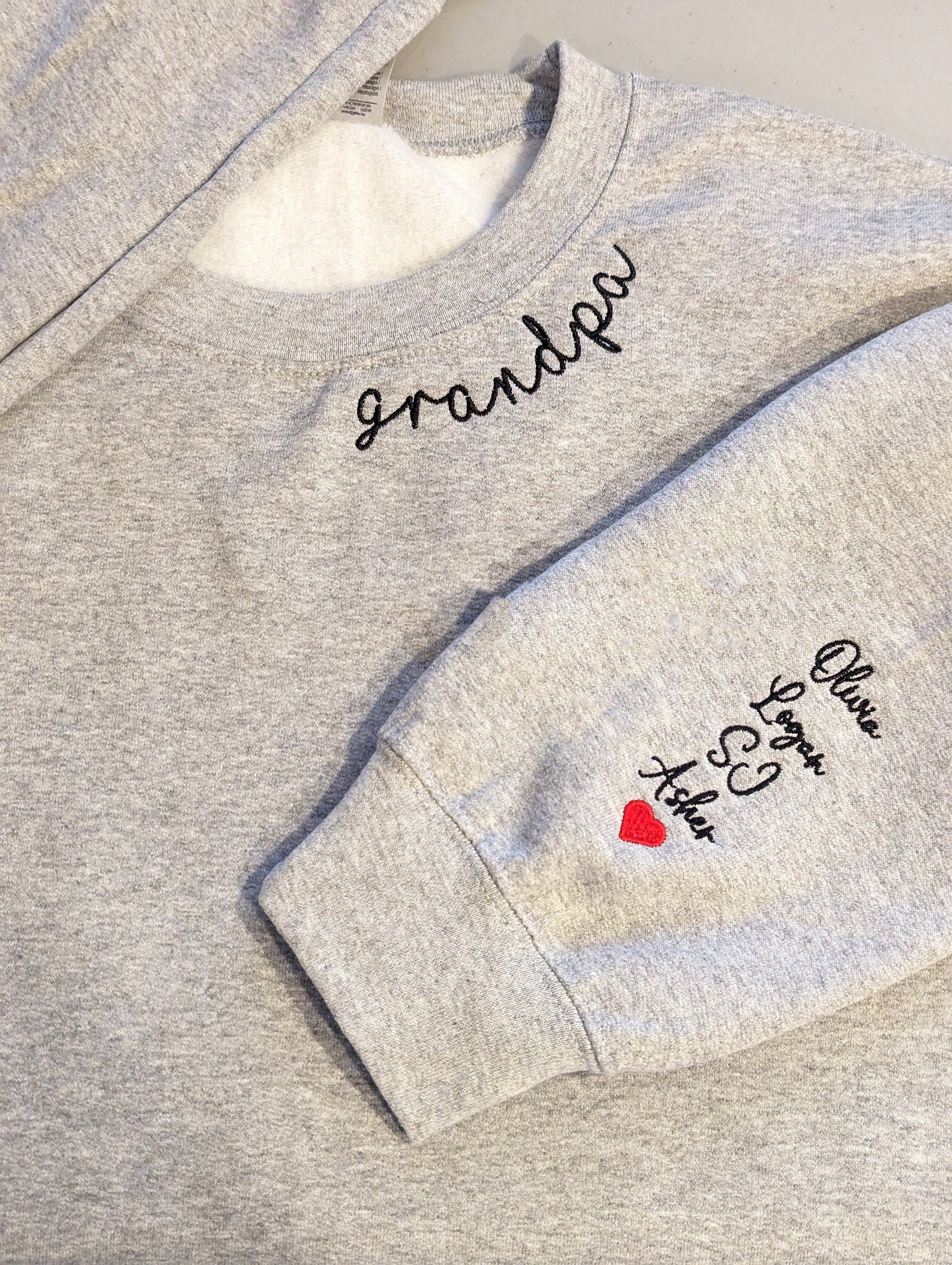 Grandpa Embroidered Sweatshirt, Personalized with Grandkids Names, Custom Grandpa Gift, Cozy Crewneck Pullover