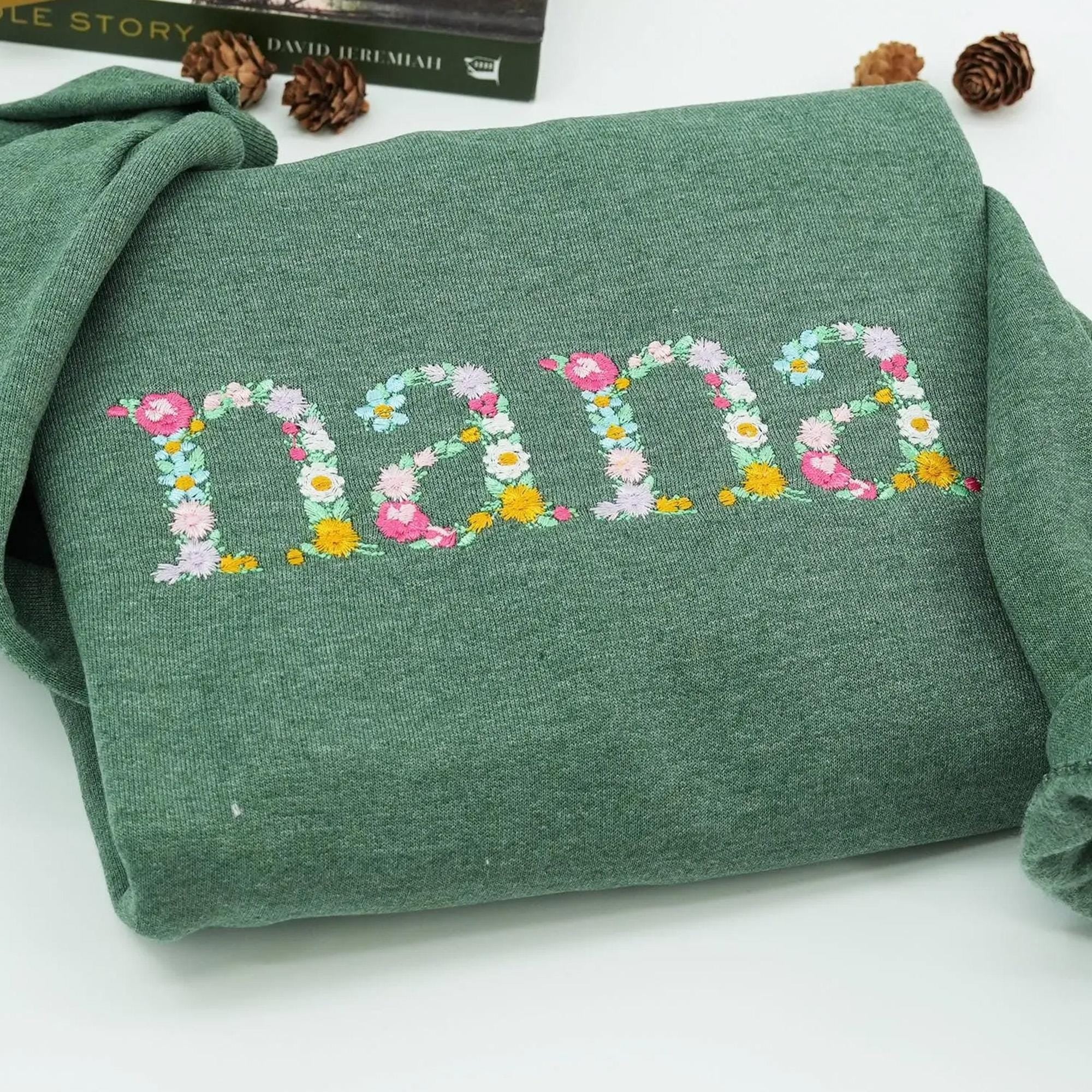 Custom Mama Sweatshirt With Floral, Embroidered Grandma Sweatshirt With Kids Names, Birthday Gift For Mom, Nana Sweatshirt-Christmas Gift