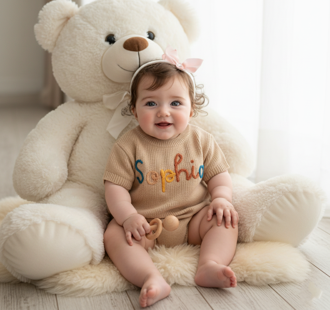 Hand Embroidered Baby Knit Sweater, Custom Name Toddler Pullover, Baby Shower Gift (Copy)