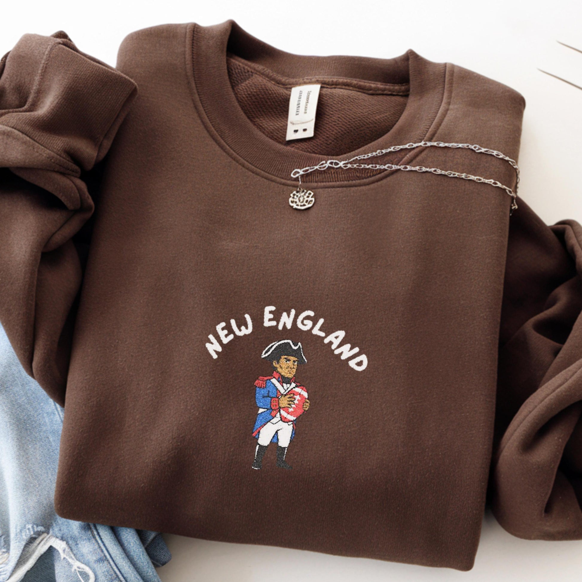 Embroidered New England Football Shirt – Vintage Game Day Sweatshirt | Unisex Sweater for Men & Women | Sports Fan Gift