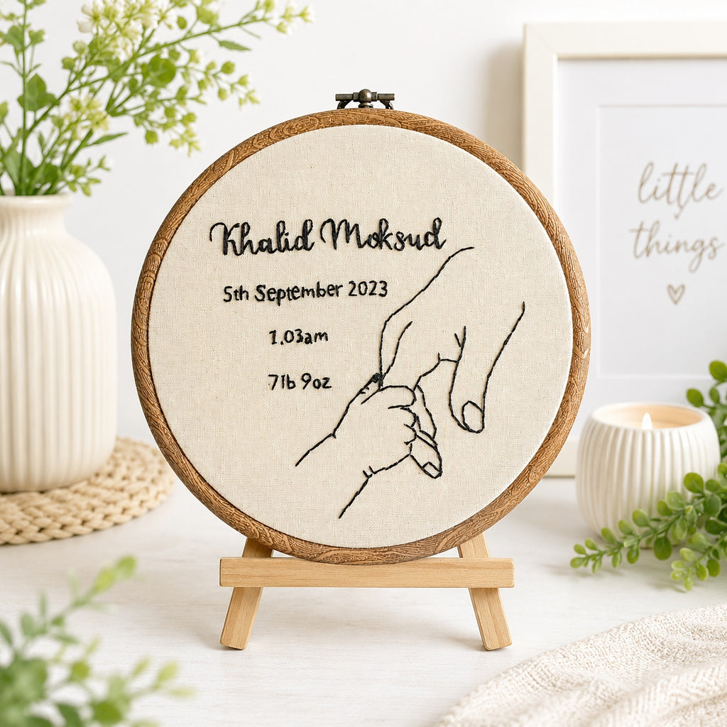 Personalized Baby Birth Details Embroidery Hoop, Custom Newborn Keepsake, Handmade Baby Name Hoop Art, Nursery Decor, Baby Shower GiftEM11