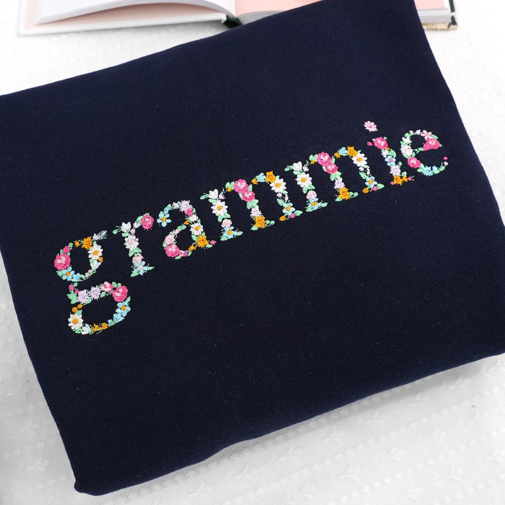 Custom Mama Sweatshirt With Floral, Embroidered Grandma Sweatshirt With Kids Names, Birthday Gift For Mom, Nana Sweatshirt-Christmas Gift