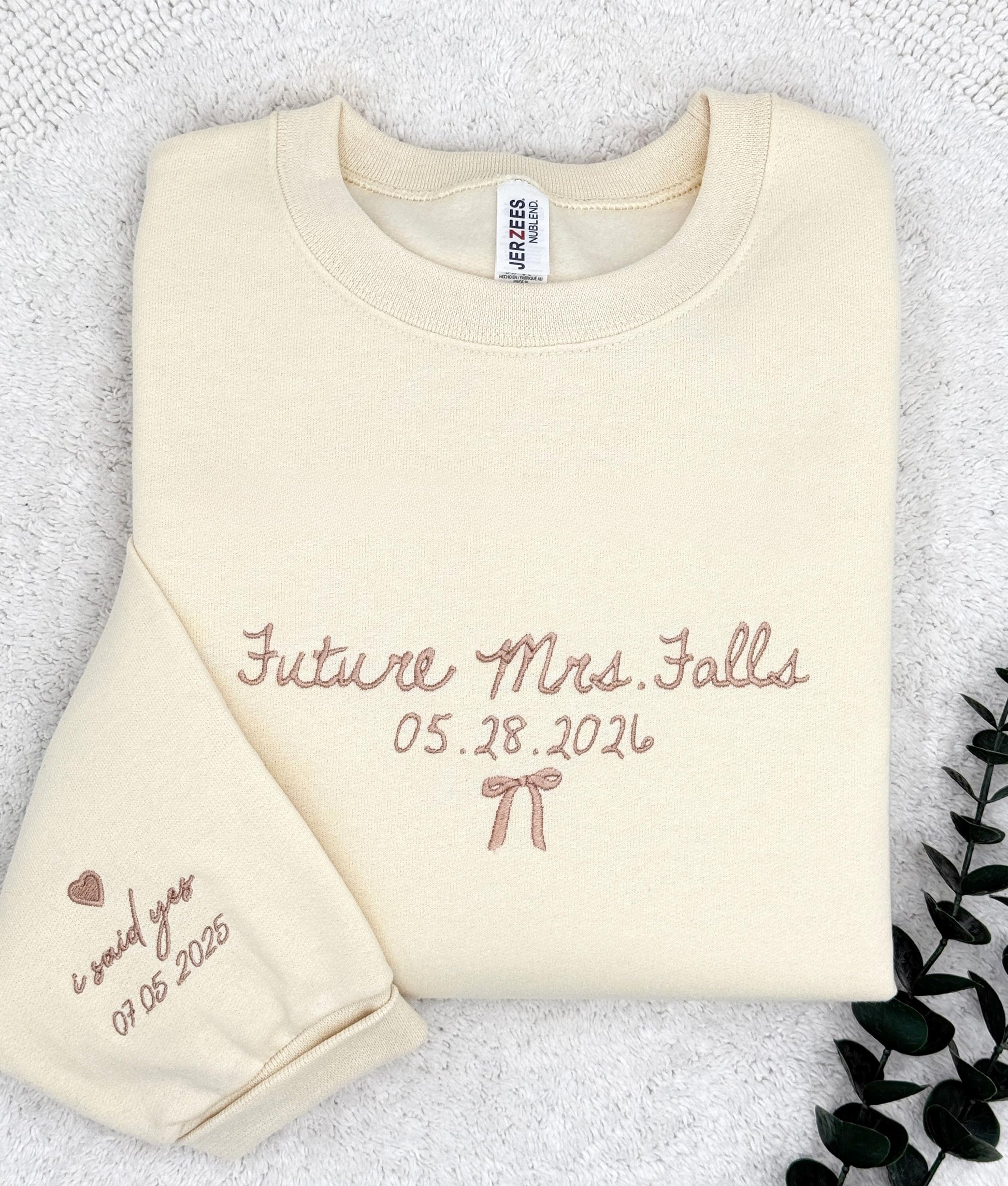 Bride Sweatshirt, Future Mrs Embroidered Sweater, Personalized Wedding Date Gift, Engagement Party Outfit, Bride to Be Wifey Top