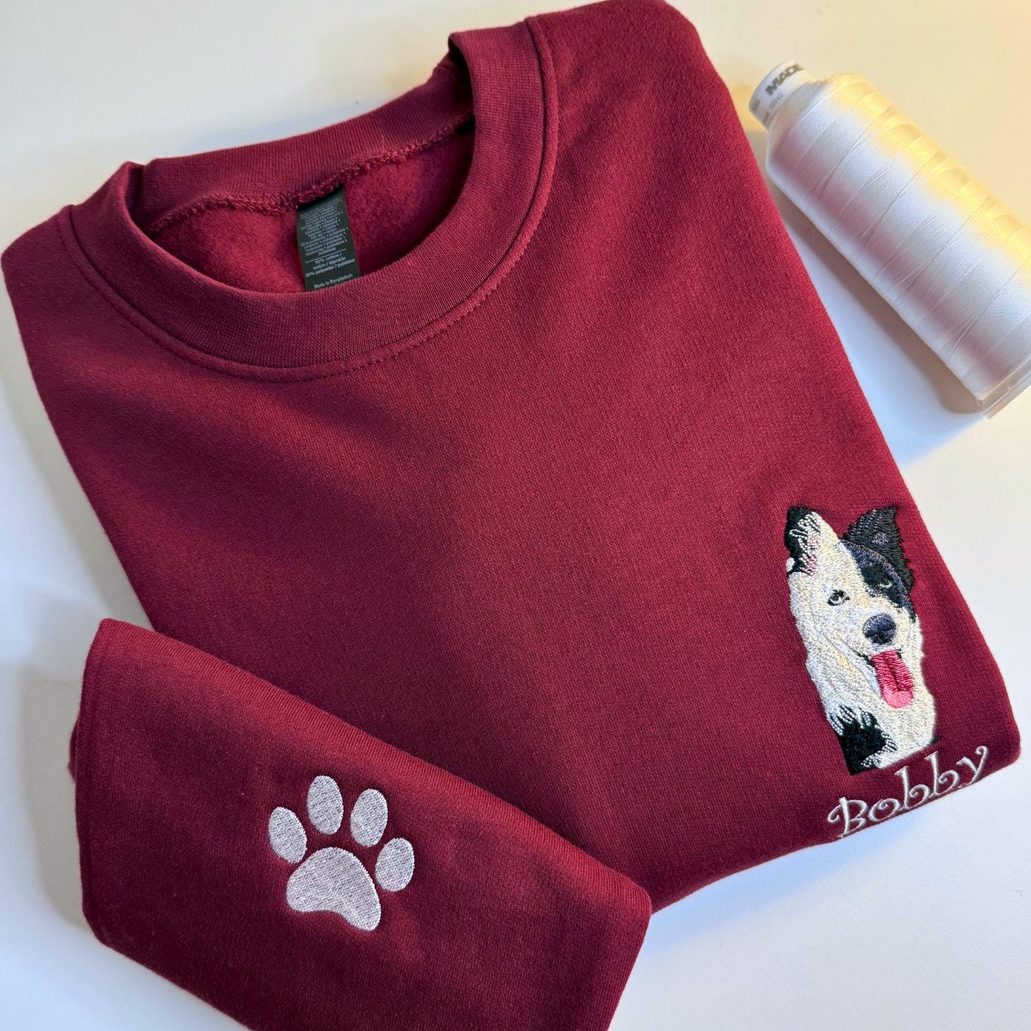 Custom Pet Embroidered Sweatshirt, Personalized Dog and Cat Portrait Hoodie, Unique Pet Face and Name Gift, Custom Embroidery for Pet Lovers