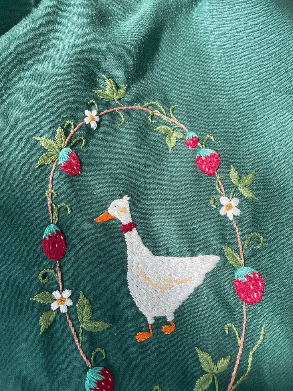 Personalized Hand Embroidered Duck And Floral Canvas Tote Bag, Embroidery Flower Tote Bag, Custom Bag, Aesthetic Bag, Handmade Tote Bag EMT10