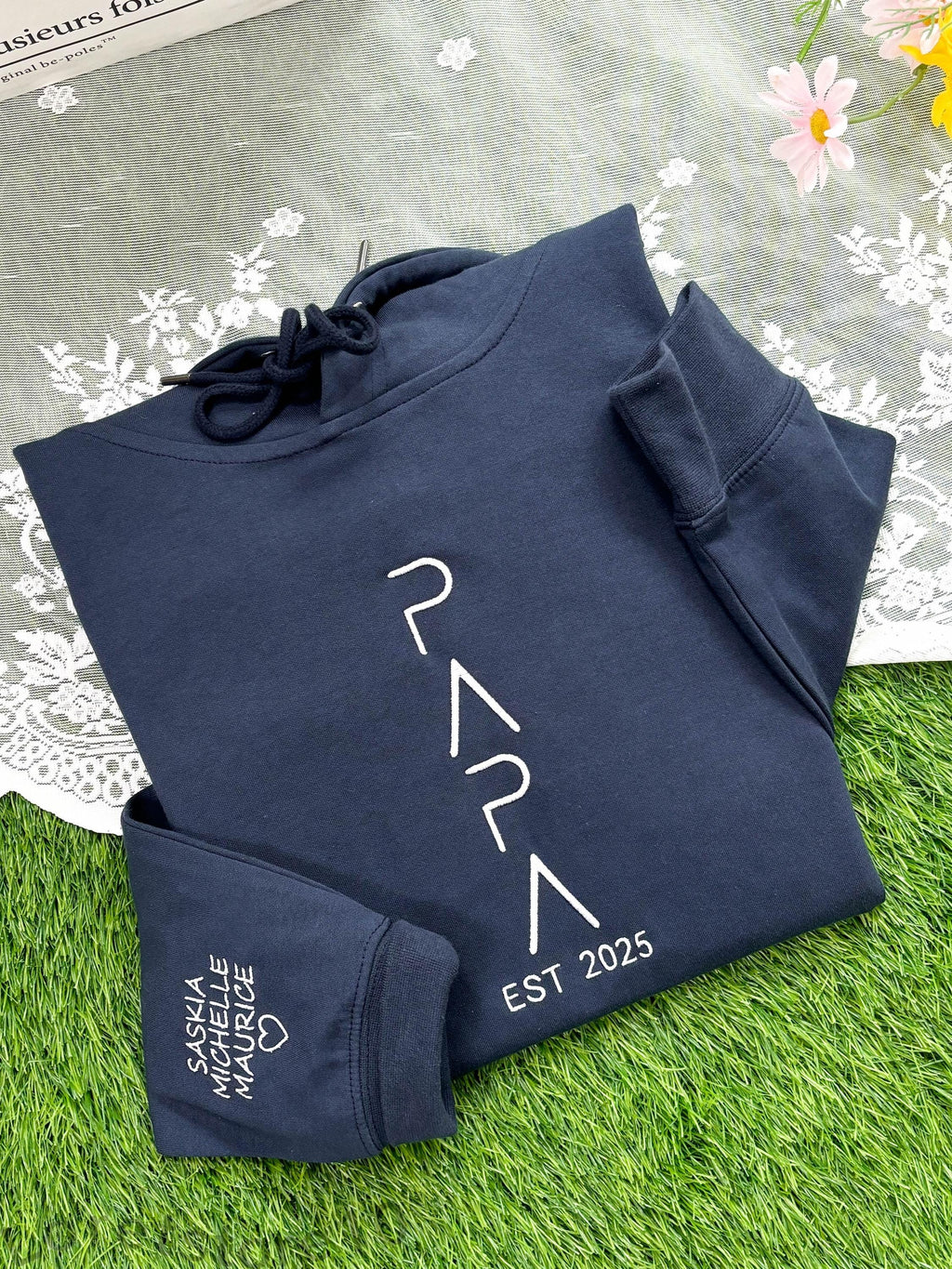 PAPA Embroidered Hoodie, Custom Kids Name On Sleeve with Heart, PAPA Est Year Hoodie, Dad To Be Hoodie, Fathers Day Gift From Wife