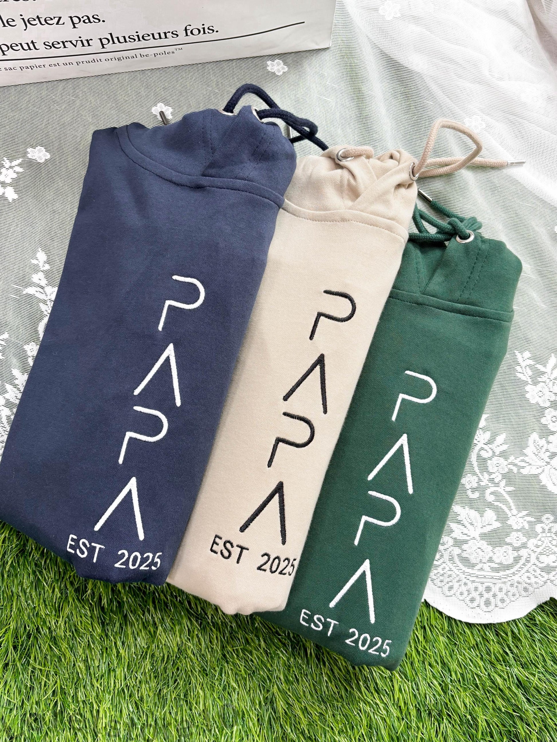 PAPA Embroidered Hoodie, Custom Kids Name On Sleeve with Heart, PAPA Est Year Hoodie, Dad To Be Hoodie, Fathers Day Gift From Wife