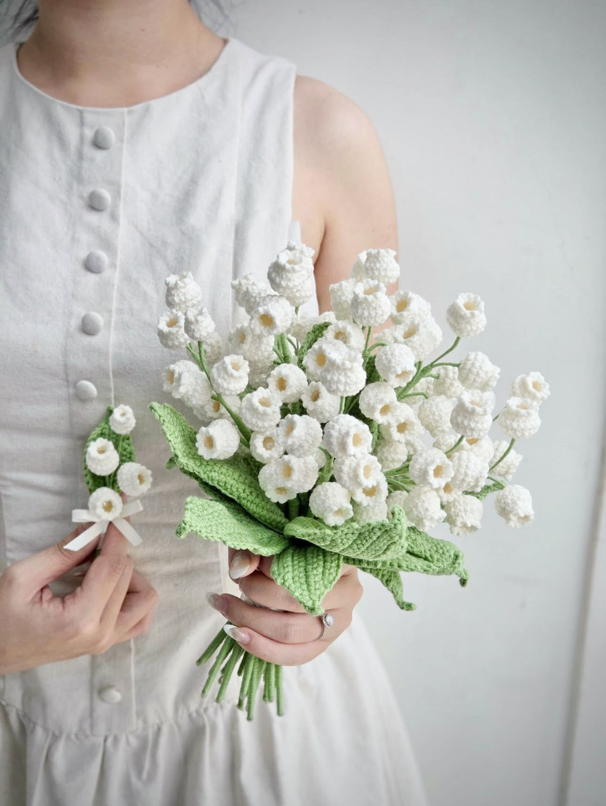 Crochet Lily of the Valley Wedding Bouquet, Handmade Crochet Flowers, Wedding Flowers, Elegant Everlasting Flower Bouquet, Bride Keepsake Gift WEDDINGF13