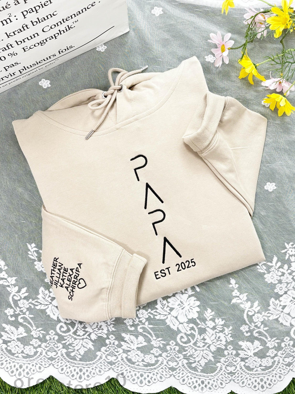 PAPA Embroidered Hoodie, Custom Kids Name On Sleeve with Heart, PAPA Est Year Hoodie, Dad To Be Hoodie, Fathers Day Gift From Wife