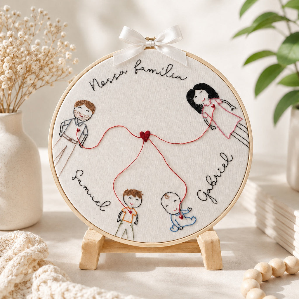 Personalized Family Embroidery Hoop, Custom Handmade Family Portrait, Embroidered Names Wall Art, Family Keepsake Gift, Home Decor EM12