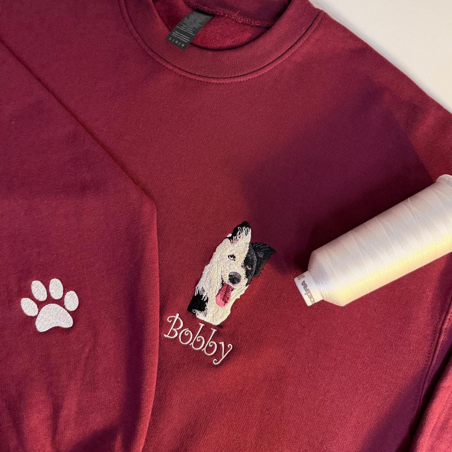 Custom Pet Embroidered Sweatshirt, Personalized Dog and Cat Portrait Hoodie, Unique Pet Face and Name Gift, Custom Embroidery for Pet Lovers