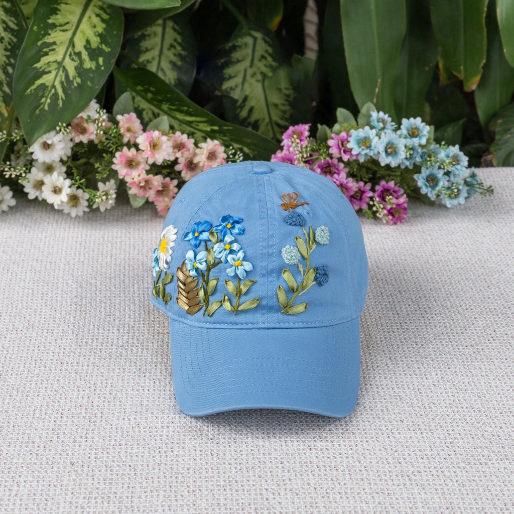 Custom Wildflower Hand-Embroidered Baseball Cap, Embroidered Cap, Hand Embroidered Cap, Custom Hat Embroidery, Family Hat EMSH12