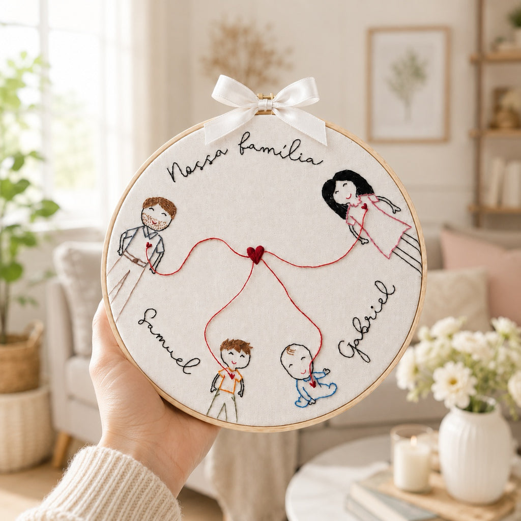 Personalized Family Embroidery Hoop, Custom Handmade Family Portrait, Embroidered Names Wall Art, Family Keepsake Gift, Home Decor EM12